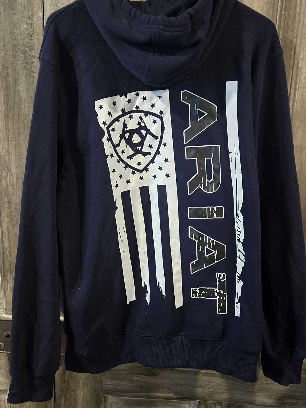 Ariat Men's Navy Hooded Sweatshirt with White Graphic